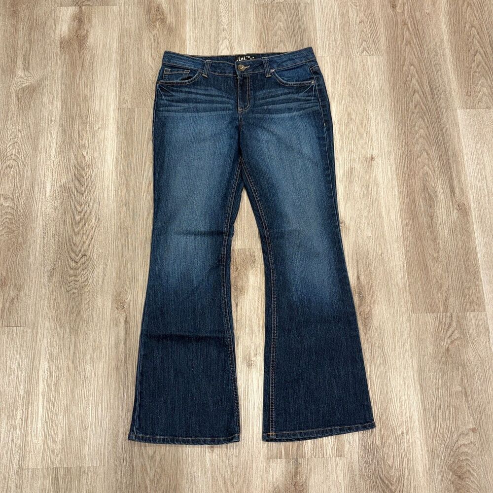 Vintage 00s L.E.I. LEI Sophia Hipster Flare Jeans Women's Sz 32x31 Blue Mid-Rise